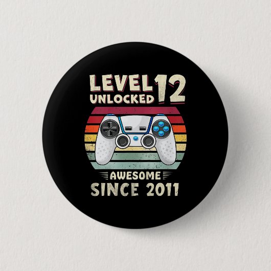 11歳の誕生日を迎えるゲーマー少年 11歳の誕生日おめでとう 缶バッジ (正面)