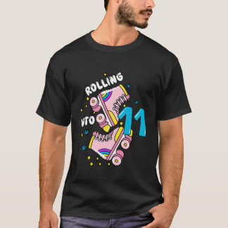 11歳の誕生日を迎えるローラー スケーター 少年 少女 Tシャツ