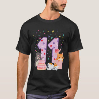 11歳の誕生日を迎える女の子の可愛い猫グッズ 11歳の誕生日プレゼント Tシャツ
