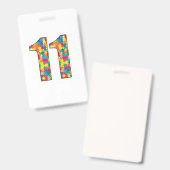 11歳の誕生日オートリズム 少年少女用挿入カード バッジ (正面&裏面)
