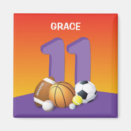11歳の誕生日スポーツボール 女子 マグネット