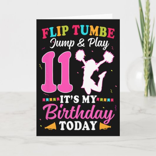 11歳の誕生日チアリーダーガール 11才のチアリーダー カード (正面)