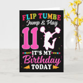 11歳の誕生日チアリーダーガール 11歳のチアリーダー カード (黄色い花)