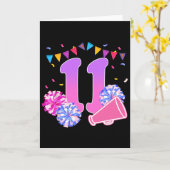 11歳の誕生日チアリーディングガール 11回目のパーティー カード (黄色い花)