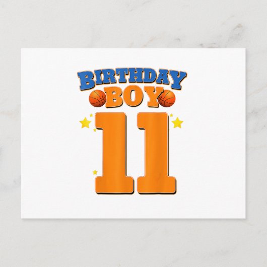 11歳の誕生日バスケットボールギフト男子パーティー ポストカード (正面)