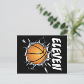 11歳の誕生日バスケットボールパーティー ポストカード (スタンド正面)