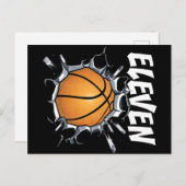 11歳の誕生日バスケットボールパーティー 男の子 ポストカード (正面/裏面)