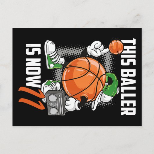 11歳の誕生日バスケットボール選手面白ギフト ポストカード (正面)