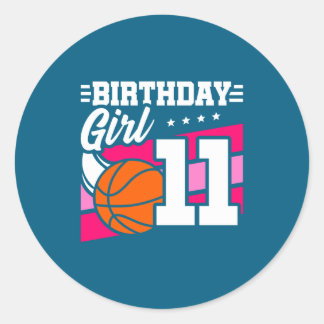 11歳の誕生日バスケットボール 誕生日 11歳 女の子 ラウンドシール