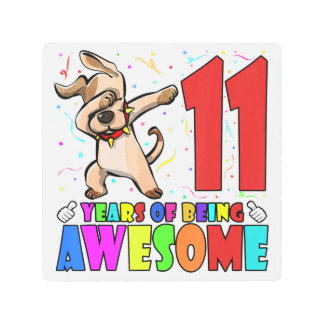11歳の誕生日パーティダビングドッグ – 11歳のギル メタルプリント