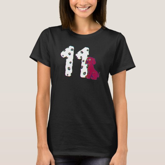 11歳の誕生日パーティーケーキ ラブラドールパピー犬の飼い主 Tシャツ (正面)
