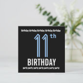 11歳の誕生日パーテモダンィー青と黒のW690 招待状 (スタンド正面)