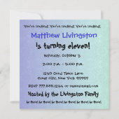 11歳の誕生日パーテモダンィー青と黒のW690 招待状 (裏面)