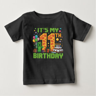 11歳の誕生日ピクセル数字ビデオゲーム ゲーム ベビーTシャツ