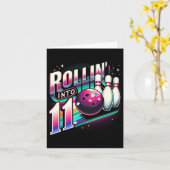 11歳の誕生日ボウリングパーティー カード (黄色い花)