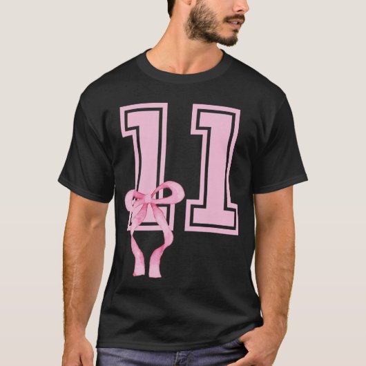 11歳の誕生日女の子コケットピンクのリボン美学 Tシャツ (正面)