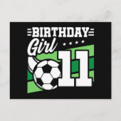 11歳の誕生日少女のためのサッカー誕生日パーティーデザイン ポストカード (正面)