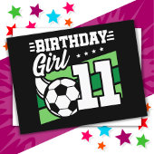 11歳の誕生日少女サッカーフットボール11歳の誕生日 ポストカード