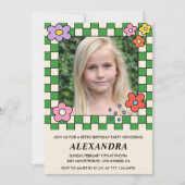 11歳の誕生日招待状レトロGroovy花 招待状 (正面)