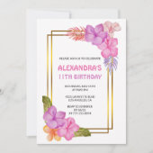 11歳の誕生日招待状熱帯パーティー 招待状 (正面)