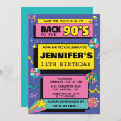 11歳の誕生日招待状90年代をテーマにしたパーティーヒップホップ 招待状 (正面/裏面)