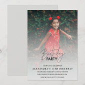 11歳の誕生日招待状 誕生日パーティー 写真 グレー 招待状 (正面/裏面)