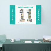 11歳の誕生日記念 数字11の写真コラージュ 横断幕 (トレードショー)