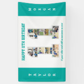 11歳の誕生日記念 数字11の写真コラージュ 横断幕 (縦)