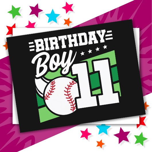 11歳の誕生日野球パーティーテーマ 11歳の男の子 ポストカード
