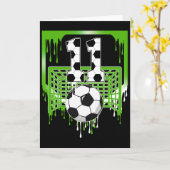 11歳の誕生日 サッカー アイスクリームドリップ 11歳の少年 カード (黄色い花)