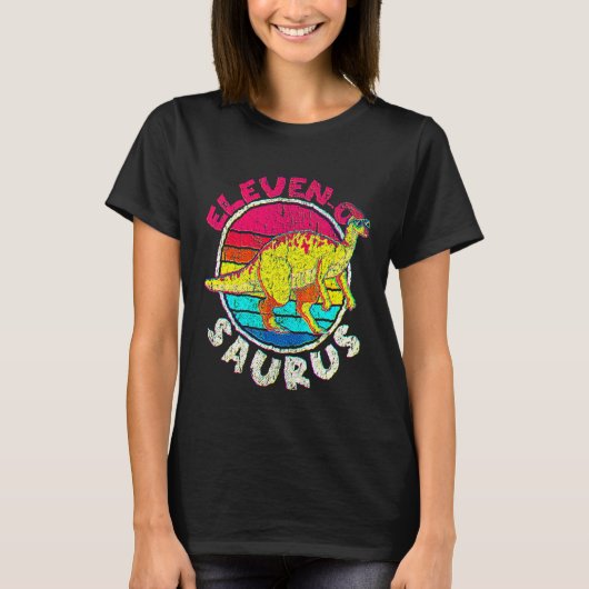 11歳の誕生日 パラサウロロフスの家族のマッチ Tシャツ (正面)