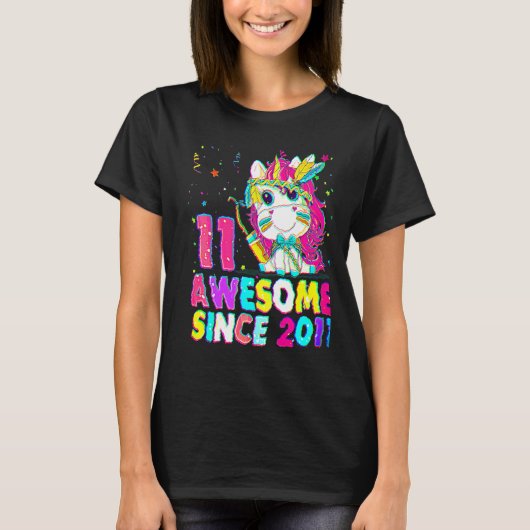 11歳の誕生日 ユニコーン ガール すごい十一歳 Tシャツ (正面)