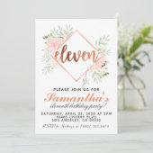 11歳の誕生日・ローズゴールドの招待状 招待状 (スタンド正面)