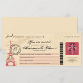 11歳の誕生日 ヴィンテージ航空券 パリ フランス 招待状 (正面/裏面)