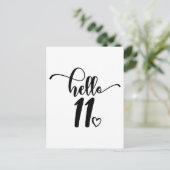 11歳の誕生日 女の子 ハローイレブン かわいい11歳 ポストカード (スタンド正面)
