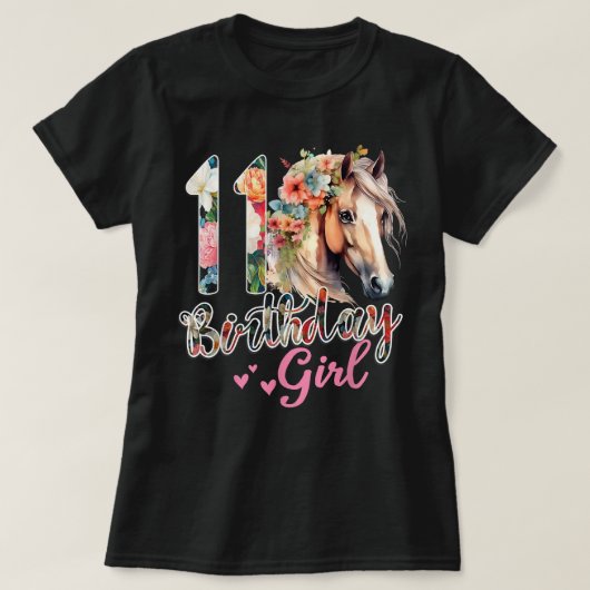 11歳の誕生日 馬 11歳の誕生日 女の子 Tシャツ (デザイン正面)