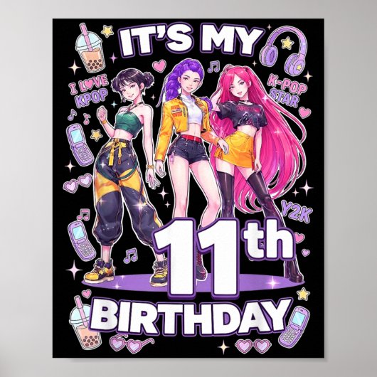 11歳の誕生日 11歳の女の子 K-POP ポスター (正面)