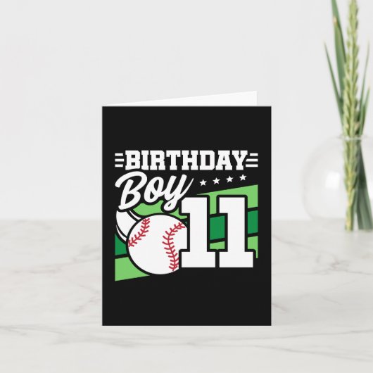 11歳の野球パーティーテーマ11誕生日少年 カード (正面)
