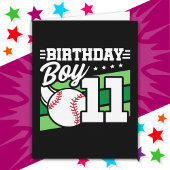 11歳の野球パーティーテーマ11誕生日少年 カード