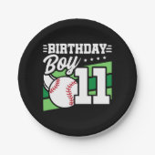 11歳の野球パーティーテーマ11誕生日少年 ペーパープレート (正面)