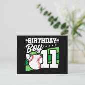 11歳の野球パーティーテーマ11誕生日少年 ポストカード (スタンド正面)