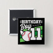11歳の野球パーティーテーマ11誕生日少年 缶バッジ (正面&裏面)