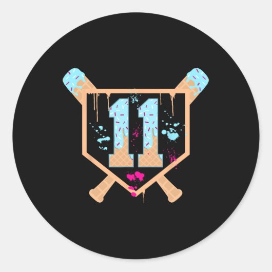 11歳アイスクリームドリップ11誕生日少年を販売 ラウンドシール (正面)