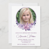 11歳エレガントの誕生日の招待状フォトフローラ保保 招待状 (正面)