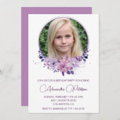 11歳エレガントの誕生日の招待状フォトフローラ保保 招待状 (正面/裏面)