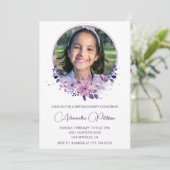 11歳エレガントの誕生日の招待状Photo エレガント 招待状 (スタンド正面)