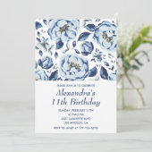 11歳エレガントの誕生日招待状フローラヴィンテージ 招待状 (スタンド正面)
