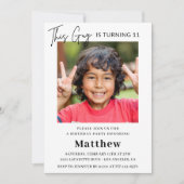 11歳エレガントの誕生日招待状Boy Photo 招待状 (正面)