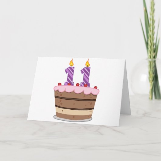 11歳オンお誕生日ケーキ カード (正面)