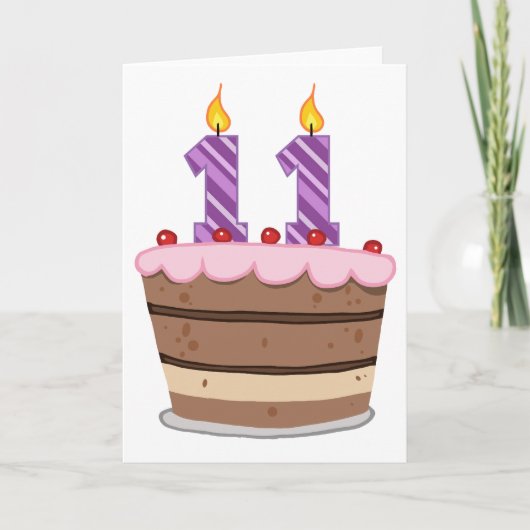 11歳オンお誕生日ケーキ カード (正面)